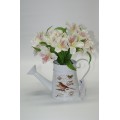 White Watering Can with Tiger Lilies